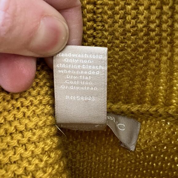 Women's Wool Blend Turtleneck Sweater Size M Mustard Minimalist Capsule Wardrobe - Picture 4 of 10